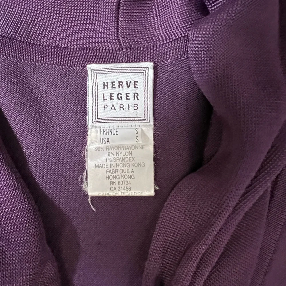 HERVE LEGER Vintage Long Sleeve Knit Top with Cowl Neck - Picture 6 of 10